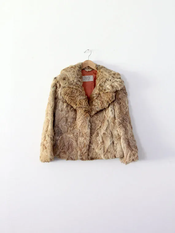 vintage 70s rabbit fur coat