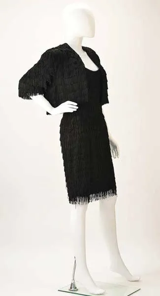 Vintage Black Fringe Dress with Matching Bolero