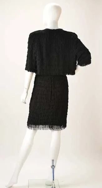 Vintage Black Fringe Dress with Matching Bolero