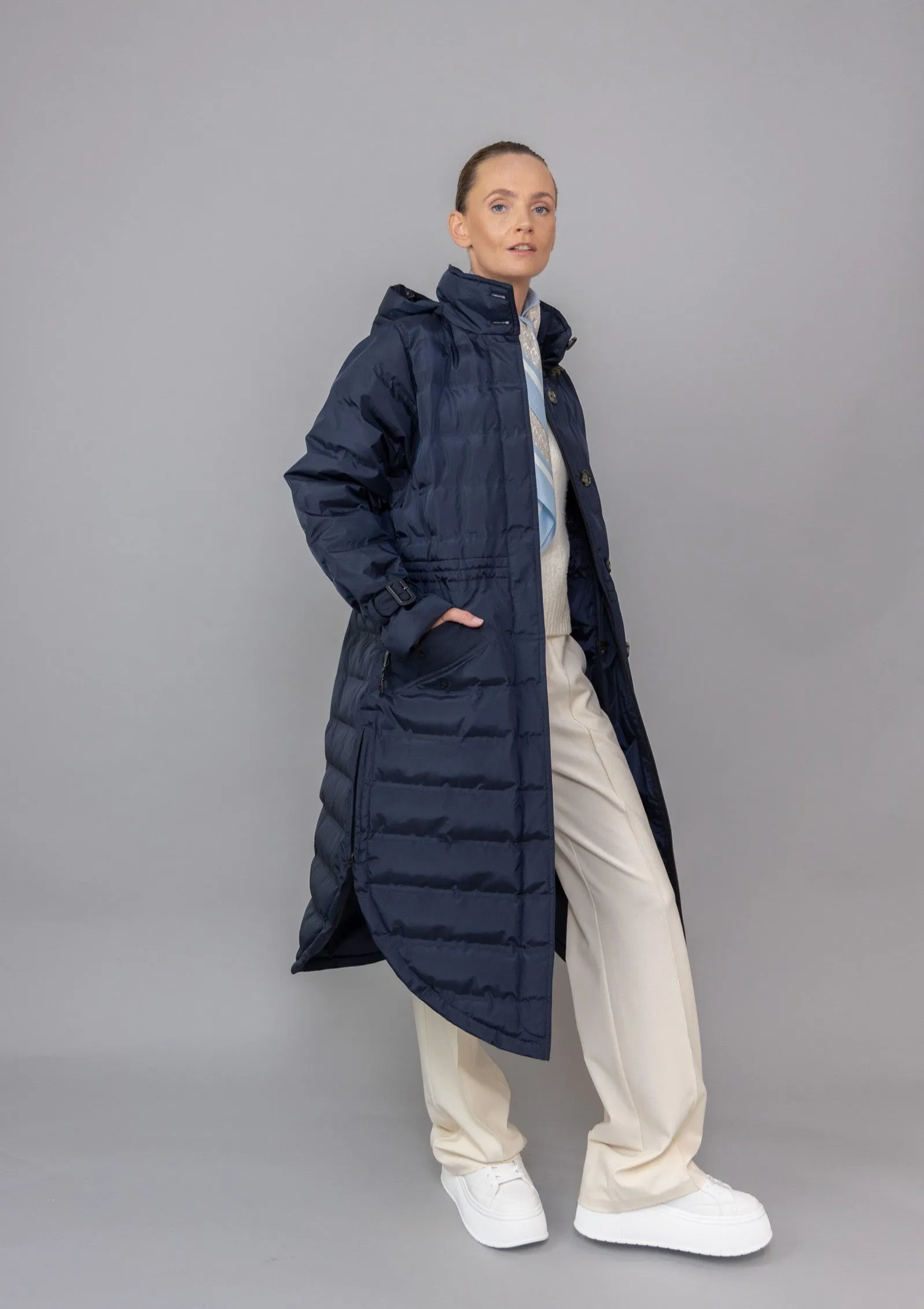 Waterproof Puffer Poncho Navy