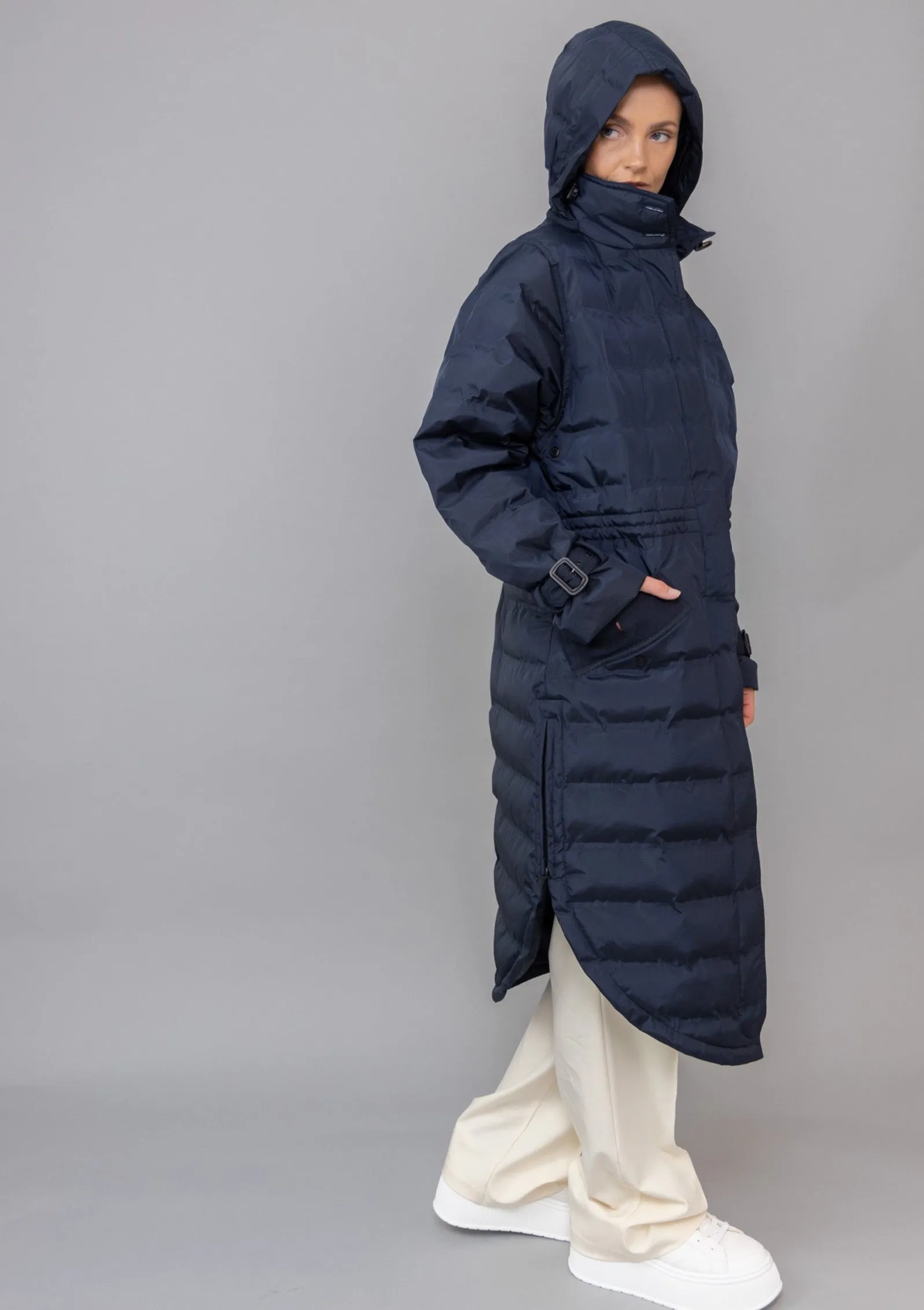 Waterproof Puffer Poncho Navy