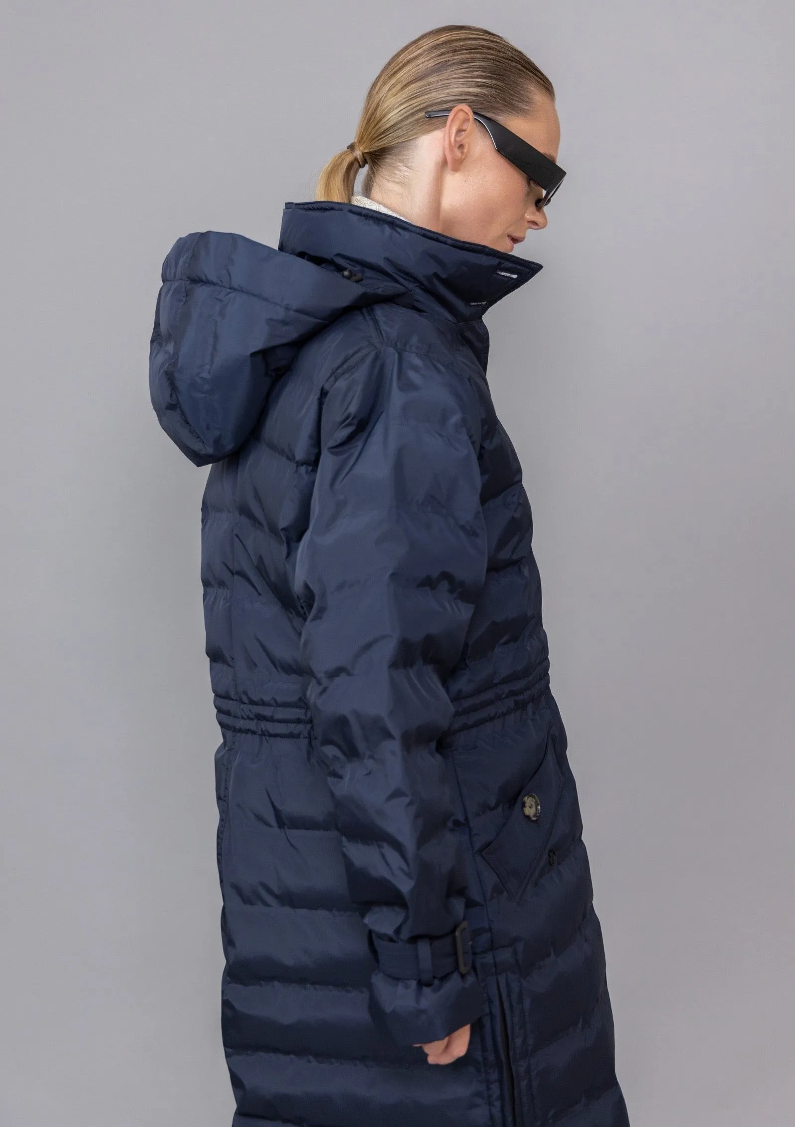 Waterproof Puffer Poncho Navy