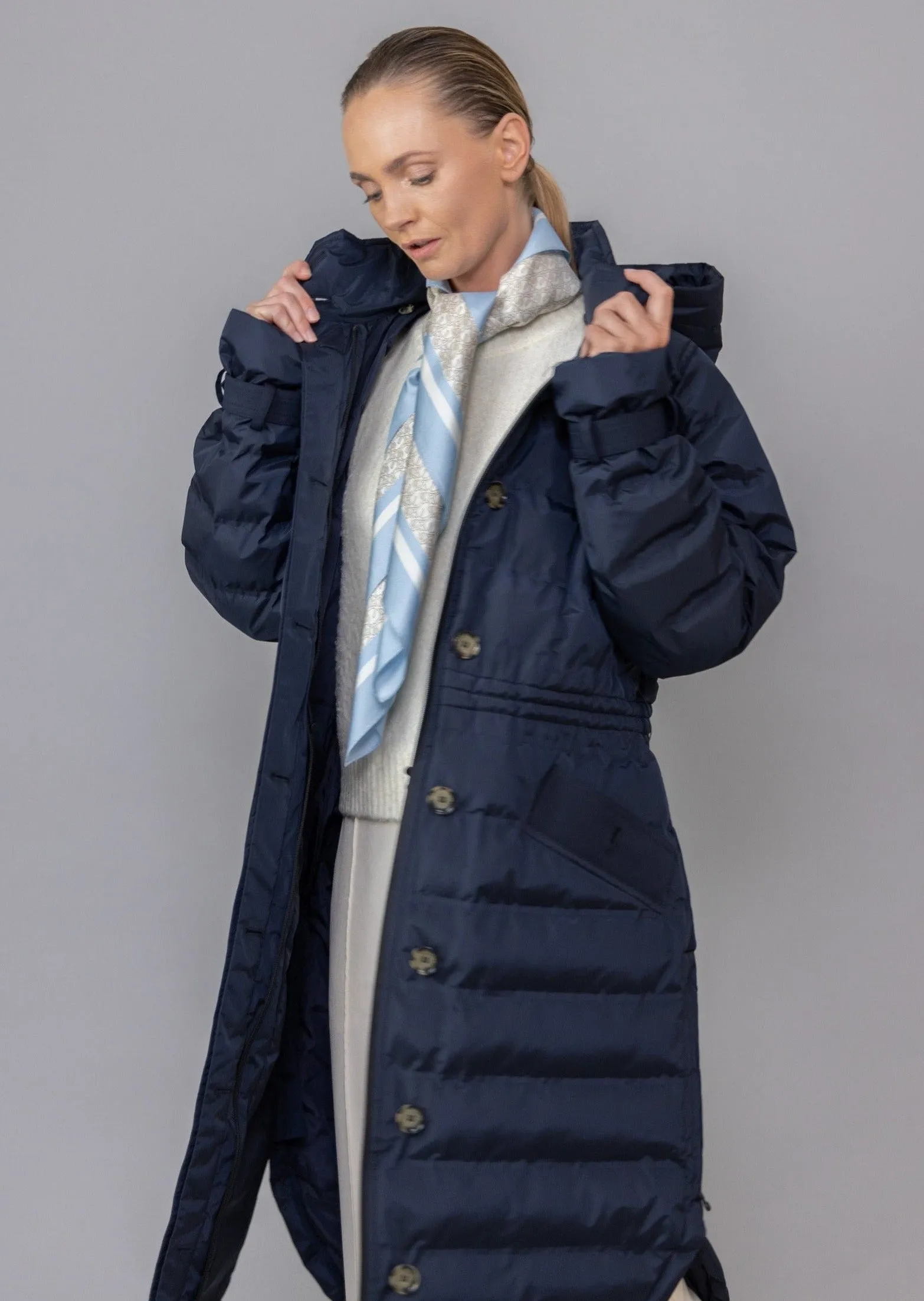 Waterproof Puffer Poncho Navy