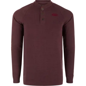 Weston Lakes Waffle Henley LS Shirt - Heathered Windsor Wine