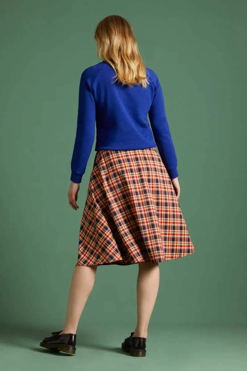 Wijd uitlopende rok | King Louie circle skirt lyon check peacoat blue