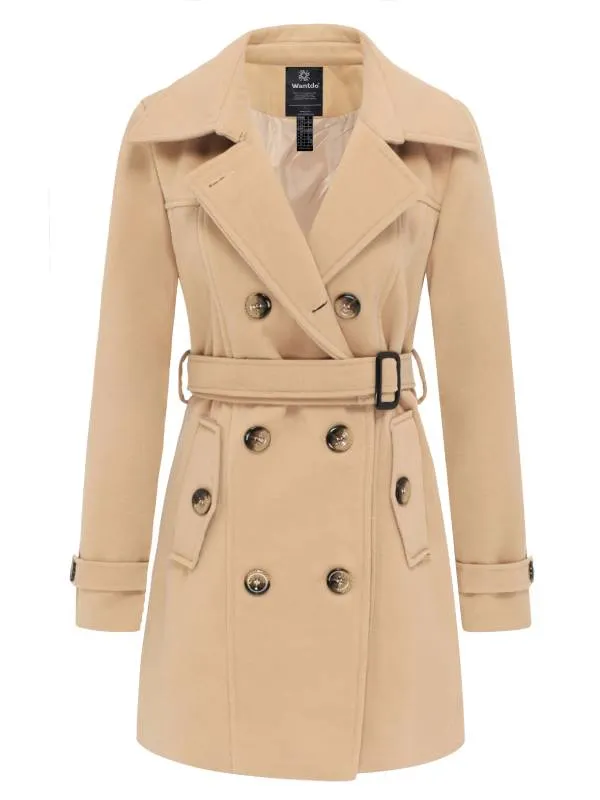 Women's Pea Coat Double Breasted Winter Trench Jacket