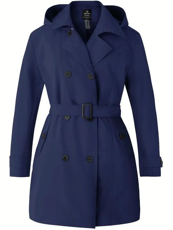 Women's Plus Size Double-Breasted  Coat with Belt33995