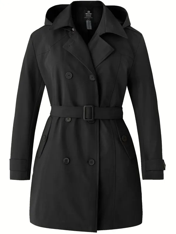 Women's Plus Size Double-Breasted  Coat with Belt33995