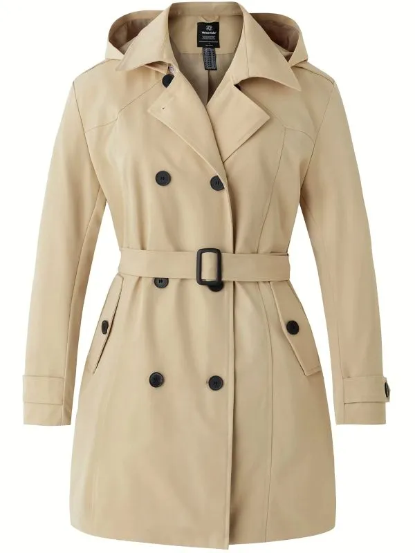 Women's Plus Size Double-Breasted  Coat with Belt33995