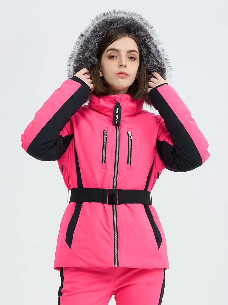 Women's SnowCharm Insulated Slim Down Ski Jacket with Detachable Fur