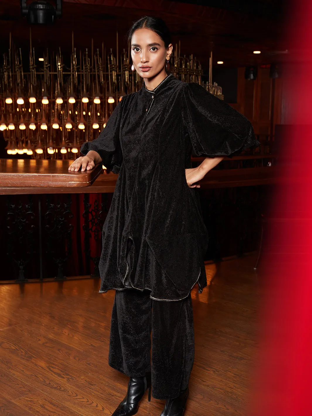 York Embossed Velvet Tunic with Pant Set