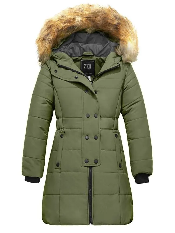 ZSHOW Girls' Long Winter Coat Parka Water Resistant Warm Puffer Jacket